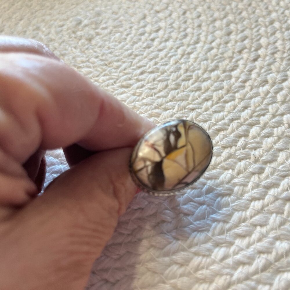 Natural BRECCIATED MOOKAITE Handmade Sterling 925 Ring Size 7.75 #966D